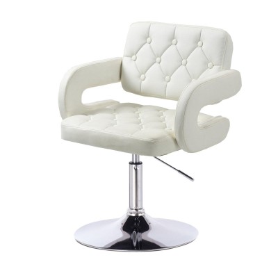 White eco-leather stool chrome base