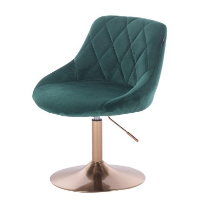 Bottle-green velour stool gold base