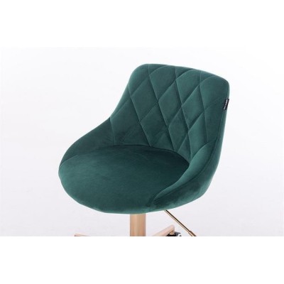 Bottle-green velour chair, gold base