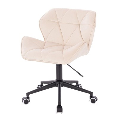 Cream velvet chair black wheels