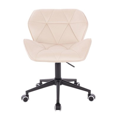 Cream velour cosmetic chair black-base
