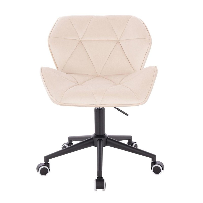 Cream velour cosmetic chair black-base