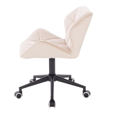 Cream velour chair black wheels