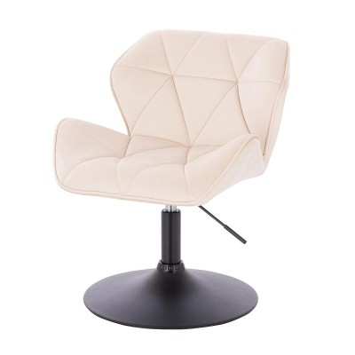 FOTEL PETYR N KREMOWY WELUR CZARNA PODSTAWA -Fotele Welurowe- 