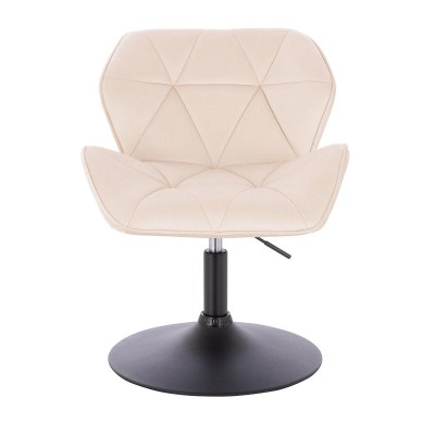 FOTEL PETYR N KREMOWY WELUR CZARNA PODSTAWA -Fotele Welurowe- 