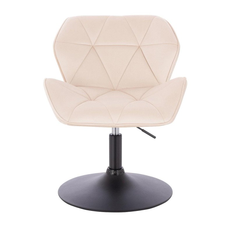 FOTEL PETYR N KREMOWY WELUR CZARNA PODSTAWA -Fotele Welurowe- 