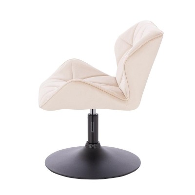 FOTEL PETYR N KREMOWY WELUR CZARNA PODSTAWA -Fotele Welurowe- 