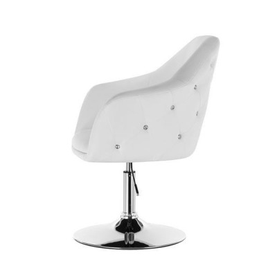 White eco-leather cosmetic chair silver-base