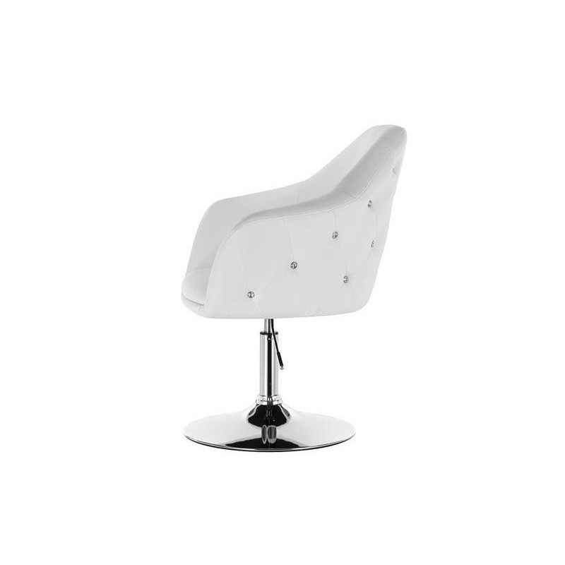 White eco-leather cosmetic chair silver-base