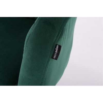 Bottle-green velour chair flat base