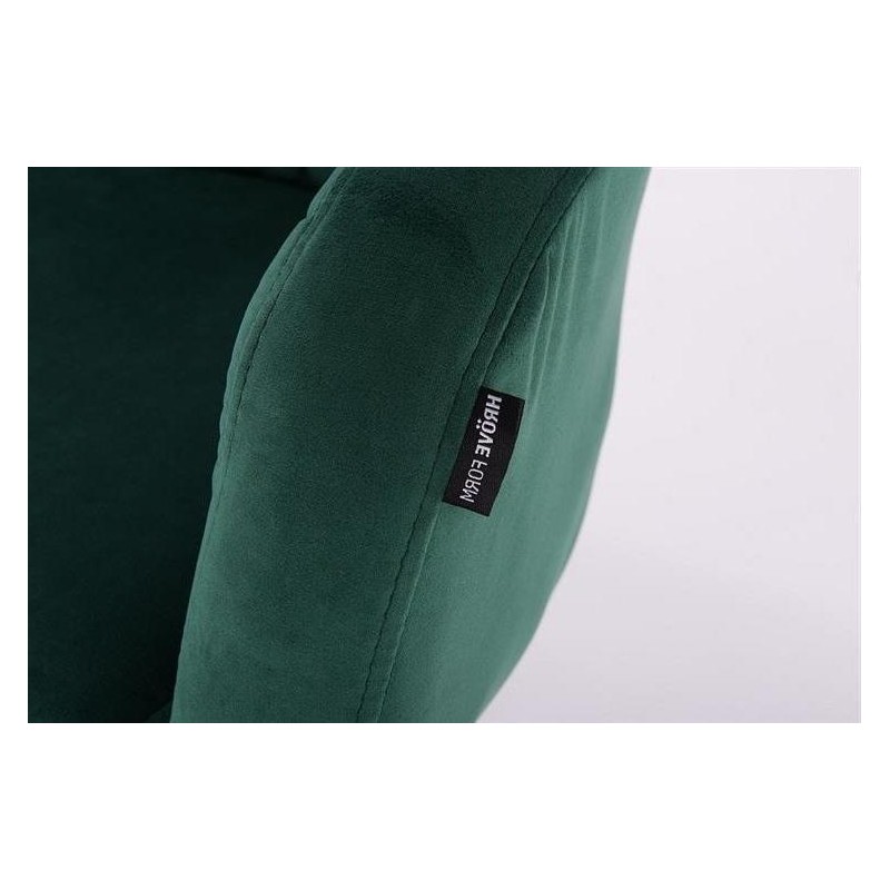 Bottle-green velour chair flat base