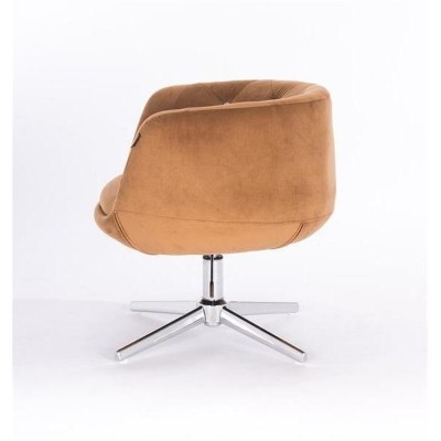 FOTEL BARDO CROSS MIODOWY WELUR CHROMOWANA PODSTAWA -Fotele Welurowe- 