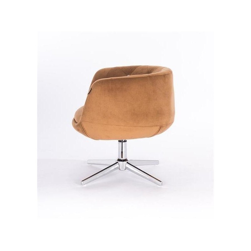 FOTEL BARDO CROSS MIODOWY WELUR CHROMOWANA PODSTAWA -Fotele Welurowe- 