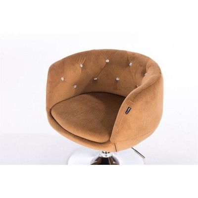 FOTEL BARDO CROSS MIODOWY WELUR CHROMOWANA PODSTAWA -Fotele Welurowe- 