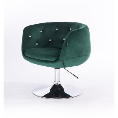 FOTEL BARDO N BUTELKOWA ZIELEŃ WELUR CHROMOWANA PODSTAWA -Fotele Welurowe- 