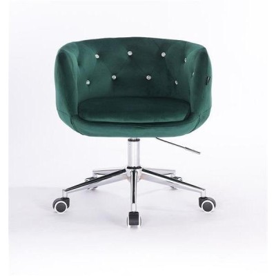 FOTEL BARDO K BUTELKOWA ZIELEŃ WELUR CHROMOWANA  PODSTAWA -Fotele Welurowe- 