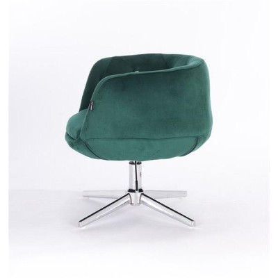 FOTEL BARDO CROSS BUTELKOWA ZIELEŃ WELUR CHROMOWANA PODSTAWA -Fotele Welurowe- 