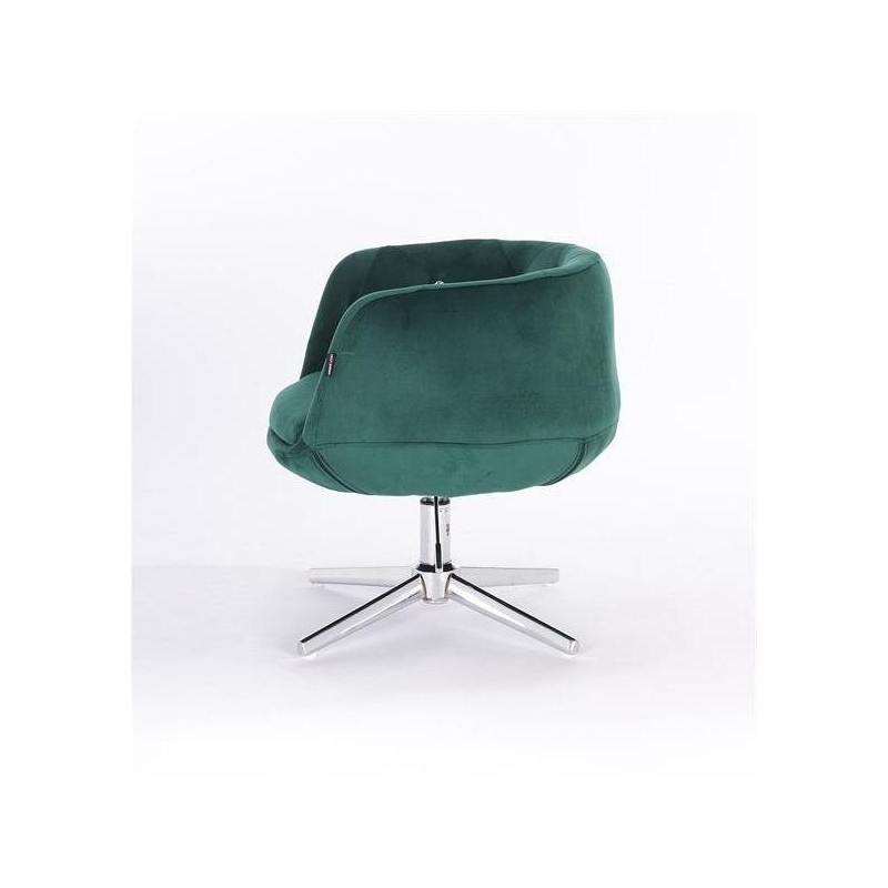 FOTEL BARDO CROSS BUTELKOWA ZIELEŃ WELUR CHROMOWANA PODSTAWA -Fotele Welurowe- 