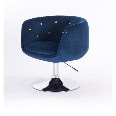 FOTEL BARDO N CIEMNE MORZE WELUR CHROMOWANA PODSTAWA -Fotele Welurowe- 