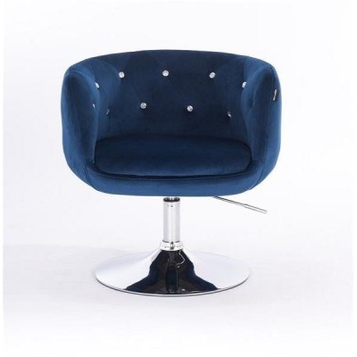 FOTEL BARDO N CIEMNE MORZE WELUR CHROMOWANA PODSTAWA -Fotele Welurowe- 