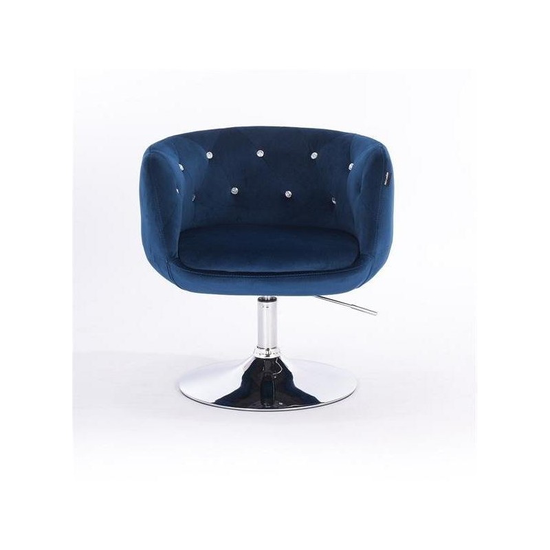 FOTEL BARDO N CIEMNE MORZE WELUR CHROMOWANA PODSTAWA -Fotele Welurowe- 