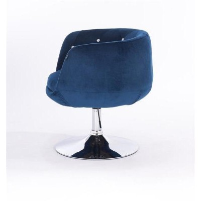 FOTEL BARDO N CIEMNE MORZE WELUR CHROMOWANA PODSTAWA -Fotele Welurowe- 