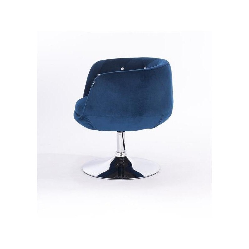 FOTEL BARDO N CIEMNE MORZE WELUR CHROMOWANA PODSTAWA -Fotele Welurowe- 