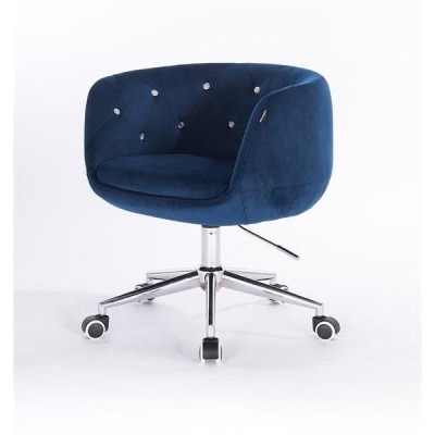 FOTEL BARDO K CIEMNE MORZE WELUR CHROMOWANA PODSTAWA -Fotele Welurowe- 