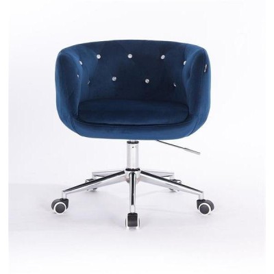 FOTEL BARDO K CIEMNE MORZE WELUR CHROMOWANA PODSTAWA -Fotele Welurowe- 