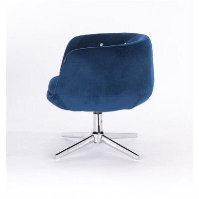 FOTEL BARDO CROSS CIEMNE MORZE WELUR CHROMOWANA PODSTAWA -Fotele Welurowe- 