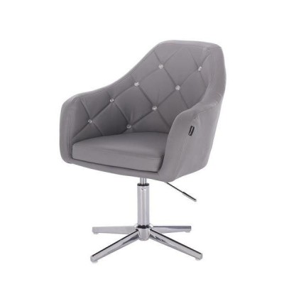 Gray eco-leather cosmetic chair chrome