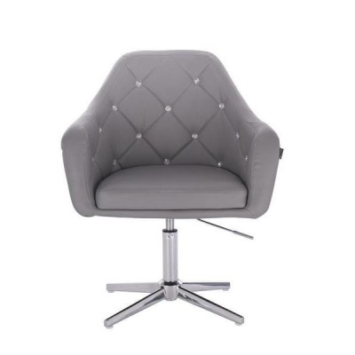 Gray eco-leather chair, chrome base