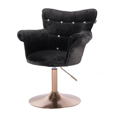 FOTEL LORA CRISTAL CN CZARNY WELUR ZŁOTA PODSTAWA -Fotele Welurowe- 