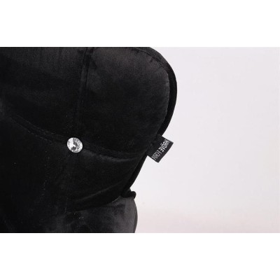 FOTEL LORA CRISTAL CN CZARNY WELUR ZŁOTA PODSTAWA -Fotele Welurowe- 