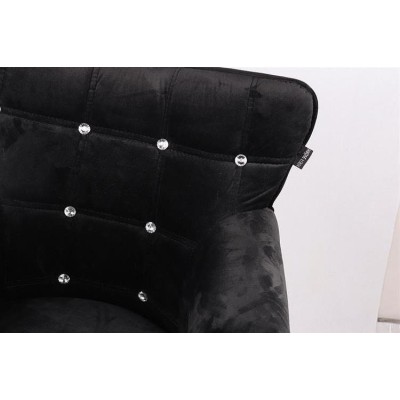 FOTEL LORA CRISTAL CN CZARNY WELUR ZŁOTA PODSTAWA -Fotele Welurowe- 