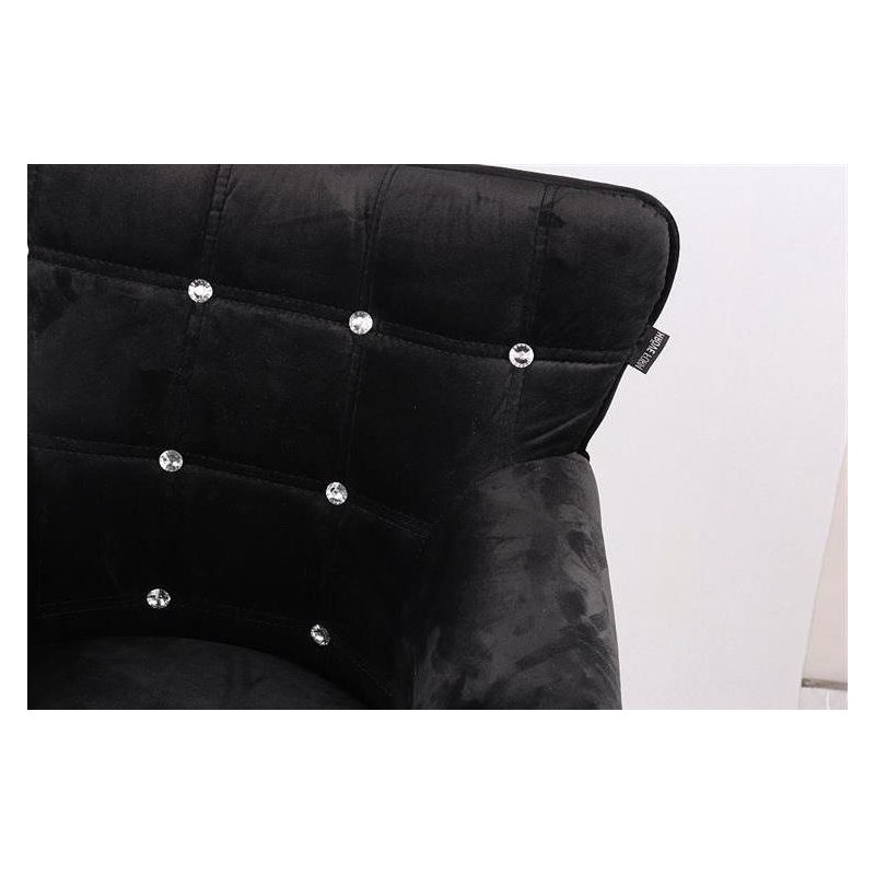 FOTEL LORA CRISTAL CN CZARNY WELUR ZŁOTA PODSTAWA -Fotele Welurowe- 