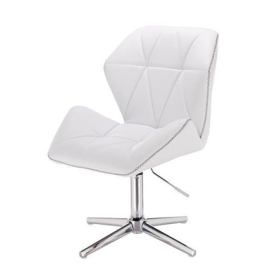 White eco-leather chair chrome cross-base