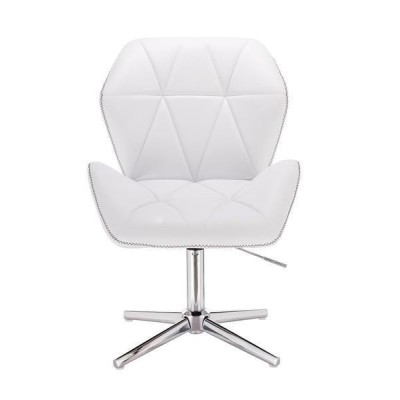 White eco-leather zigzag chair chrome-base