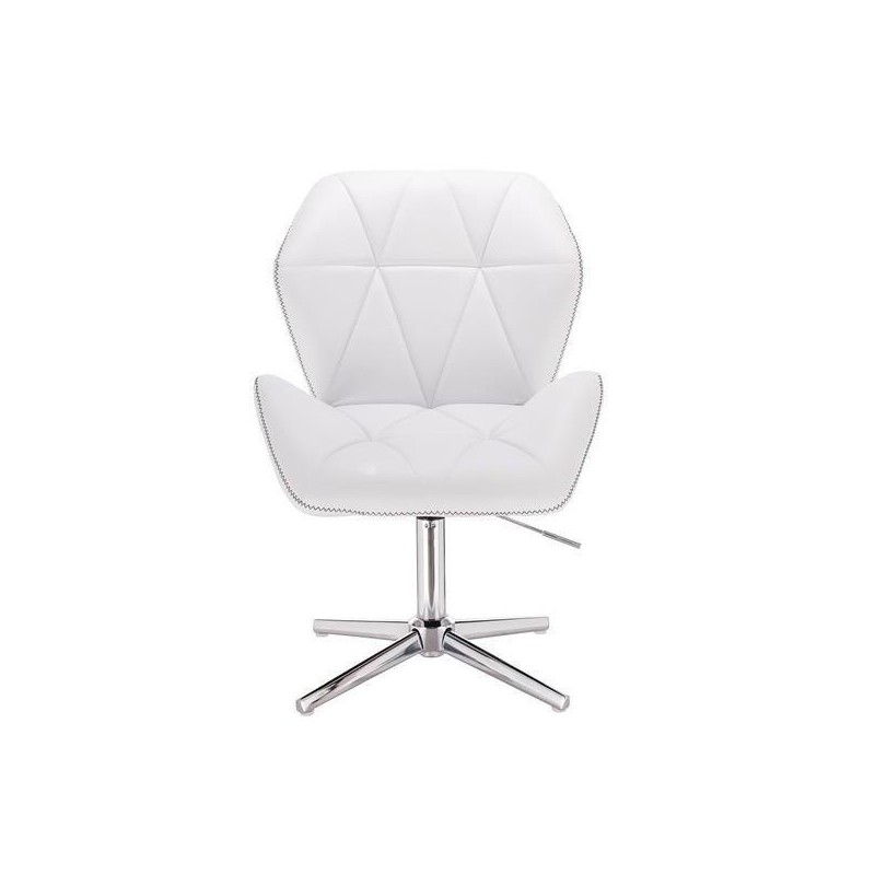 White eco-leather zigzag chair chrome-base