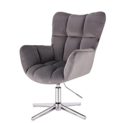 FOTEL PEDRO CROSS GRAFITOWY WELUR -Fotele Welurowe- 