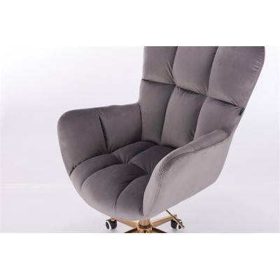 FOTEL PEDRO N GRAFITOWY WELUR ZŁOTA PODSTAWA -Fotele Welurowe- 