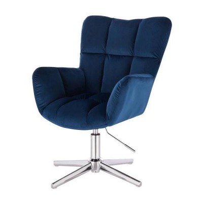 FOTEL PEDRO CROSS CIEMNE MORZE WELUR -Fotele Welurowe- 