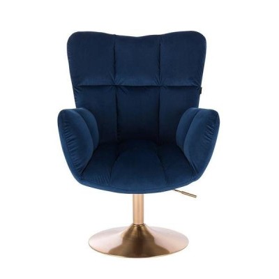 FOTEL PEDRO N CIEMNE MORZE WELUR ZŁOTA PODSTAWA -Fotele Welurowe- 