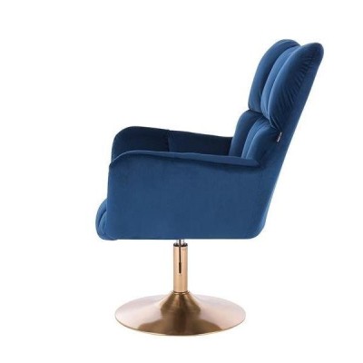 FOTEL PEDRO N CIEMNE MORZE WELUR ZŁOTA PODSTAWA -Fotele Welurowe- 