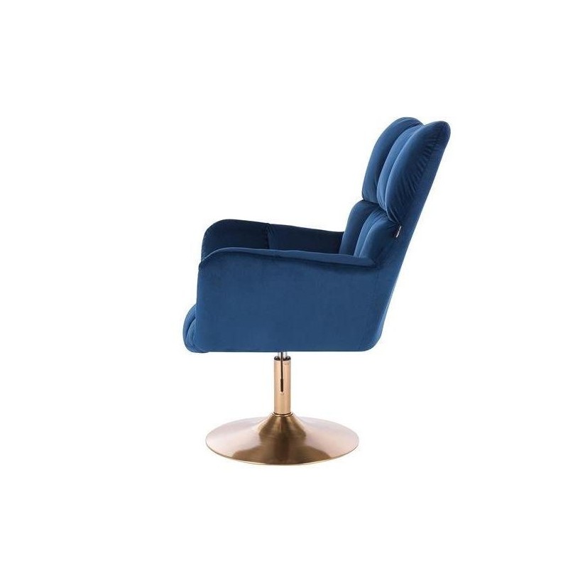 FOTEL PEDRO N CIEMNE MORZE WELUR ZŁOTA PODSTAWA -Fotele Welurowe- 