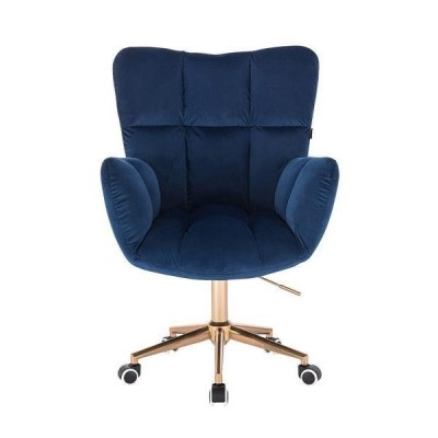 FOTEL PEDRO K CIEMNE MORZE WELUR ZŁOTA PODSTAWA -Fotele Welurowe- 