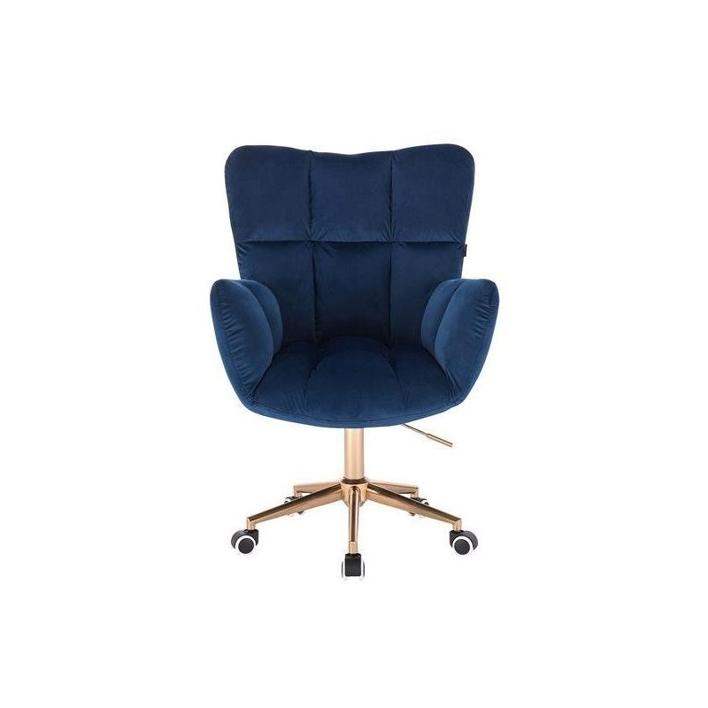 FOTEL PEDRO K CIEMNE MORZE WELUR ZŁOTA PODSTAWA -Fotele Welurowe- 