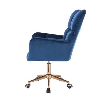 FOTEL PEDRO K CIEMNE MORZE WELUR ZŁOTA PODSTAWA -Fotele Welurowe- 