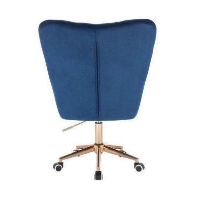 FOTEL PEDRO K CIEMNE MORZE WELUR ZŁOTA PODSTAWA -Fotele Welurowe- 