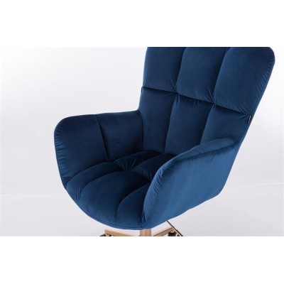 FOTEL PEDRO K CIEMNE MORZE WELUR ZŁOTA PODSTAWA -Fotele Welurowe- 